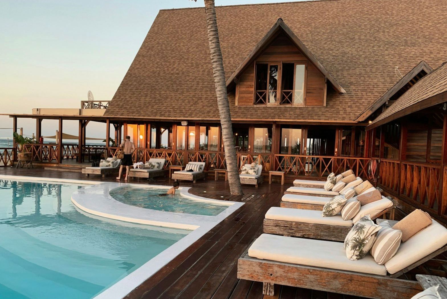 Contemporary luxury hotel interior representing the fictional Harbour Lantern House